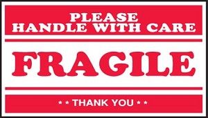 FRAGILE HANDLE W CARE LABEL