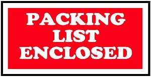 PACKING LIST ENCLOSED LABEL